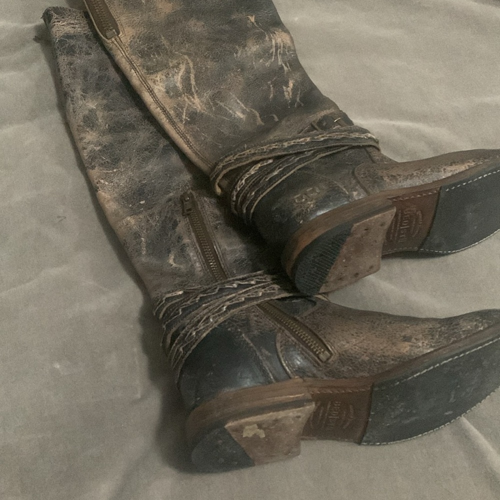 Bed Stu 8 black leather distressed 2 zippers - Picture 4 of 9